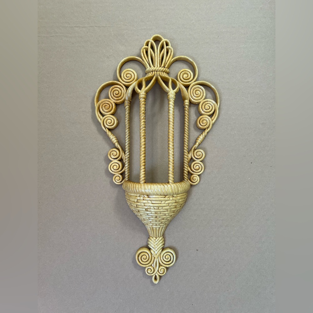 Vintage Burwood Faux Rattan Wall Planter.